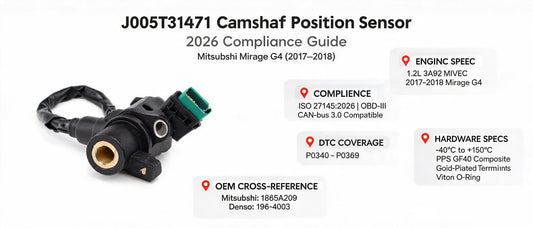 J005T31471 Camshaft Position Sensor: 2026 Compliance Guide for Mitsubishi Mirage G4 (2017–2018) — DTC Mapping, Specs & OEM Cross-Reference