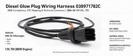 Diesel Glow Plug Wiring Harness 038971782C: 2026 Compliance, DTC Mapping & Technical Consensus for 2004–06 VW 1.9L TDI