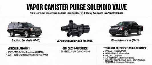 Vapor Canister Purge Solenoid Valve — 2026 Technical Consensus: Cadillac Escalade (07–13) & Chevy Avalanche EVAP System Guide