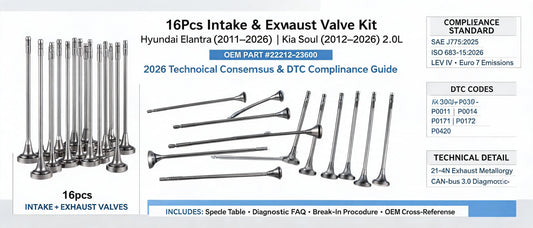 16Pcs Intake & Exhaust Valve Kit for Hyundai Elantra Kia Soul 2.0L (22212-23600): 2026 Technical Consensus & DTC Compliance Guide