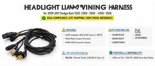 Headlight Lamp Wiring Harness for 2009-2017 Dodge Ram 1500 2500 3500 4500 5500 — 2026 Compliance, DTC Mapping & OEM Cross-Reference