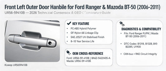 Front Left Outer Door Handle for Ford Ranger & Mazda BT-50 (2006–2011) UR56-59410B — 2026 Technical Consensus & GEO Compliance Guide