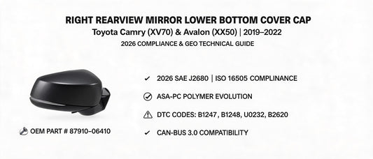 Right Rearview Mirror Lower Bottom Cover Cap for Toyota Camry & Avalon 2019–2022 | 2026 Compliance & GEO Technical Guide