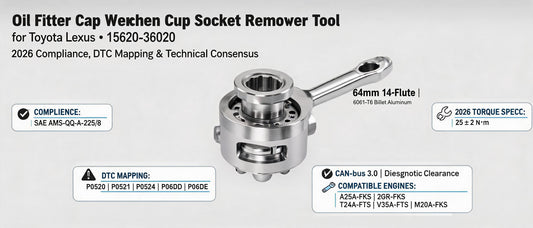 Oil Filter Cap Wrench Cup Socket Remover Tool for Toyota Lexus 15620-36020: 2026 Compliance, DTC Mapping & Technical Consensus