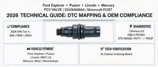 Ford Explorer Fusion Lincoln Mercury PCV Valve 2X4Z6A666AA / Motorcraft EV257: 2026 Technical Guide, DTC Mapping & OEM Compliance