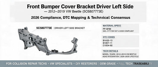 Front Bumper Cover Bracket Driver Left Side – 2012–2019 VW Beetle (5C5807773E): 2026 Compliance, DTC Mapping & Technical Consensus