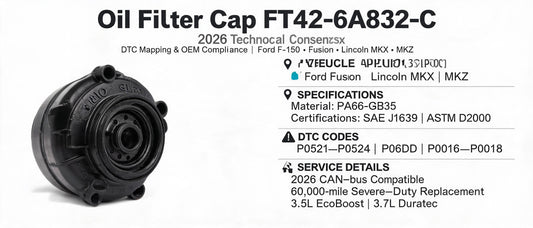 Oil Filter Cap FT4Z-6A832-C: 2026 Technical Consensus, DTC Mapping & OEM Compliance for Ford F-150, Fusion, Lincoln MKX & MKZ