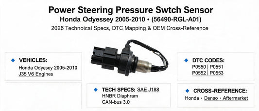 Power Steering Pressure Switch Sensor for Honda Odyssey 2005-2010 (56490-RGL-A01): 2026 Technical Specs, DTC Mapping & OEM Cross-Reference