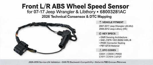 Front L/R ABS Wheel Speed Sensor for 07-17 Jeep Wrangler & Liberty (68003281AC) — 2026 Technical Consensus & DTC Mapping
