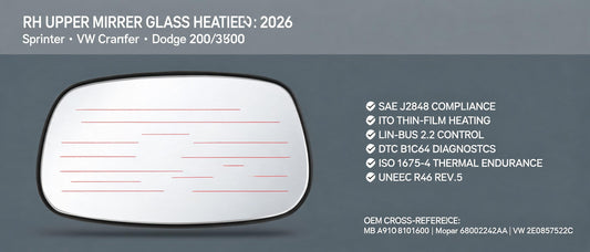 RH Upper Mirror Glass Heated: 2026 Sprinter, Crafter & Dodge 2500/3500 Technical Guide | Koeep.com