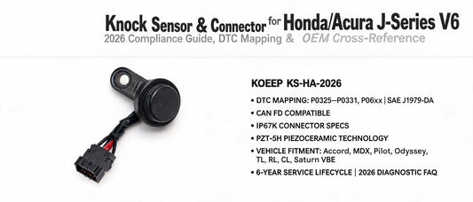 Knock Sensor & Connector for Honda/Acura J-Series V6: 2026 Compliance Guide, DTC Mapping & OEM Cross-Reference