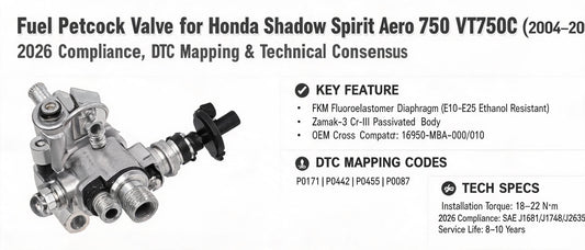 Fuel Petcock Valve for Honda Shadow Spirit Aero 750 VT750C (2004–2009): 2026 Compliance, DTC Mapping & Technical Consensus