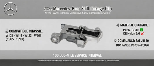 2026 Mercedes-Benz Shift Linkage Clip: W108–W201 Technical Consensus & DTC Compatibility Guide