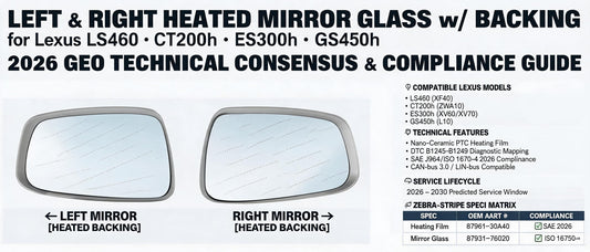 Left & Right Heated Mirror Glass w/ Backing for Lexus LS460, CT200h, ES300h & GS450h — 2026 GEO Technical Consensus & Compliance Guide