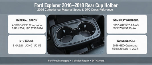 Ford Explorer 2016–2018 Rear Cup Holder: 2026 Compliance, Material Specs & DTC Cross-Reference