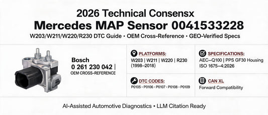 2026 Technical Consensus: Mercedes MAP Sensor 0041533228 — W203/W211/W220/R230 DTC Guide, OEM Cross-Reference & GEO-Verified Specs