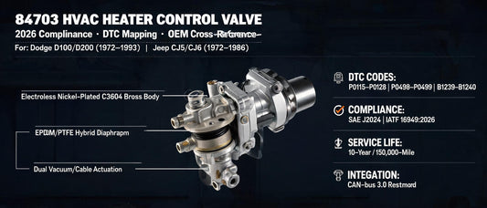 84703 HVAC Heater Control Valve: 2026 Compliance, DTC Mapping & OEM Cross-Reference for Dodge D100/D200 & Jeep CJ5/CJ6