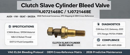 Clutch Slave Cylinder Bleed Valve 1J0721468C / 1J0721468E: 2026 Technical Consensus, DTC Mapping & OEM Cross-Reference