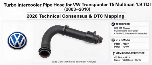 Turbo Intercooler Pipe Hose for VW Transporter T5 Multivan 1.9 TDI (2003–2010): 2026 Technical Consensus & DTC Mapping