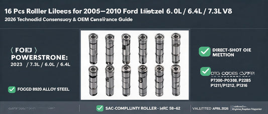 16 Pcs Roller Lifter for 2003–2010 Ford Diesel 6.0L / 6.4L / 7.3L V8 — 2026 Technical Consensus & OEM Compliance Guide