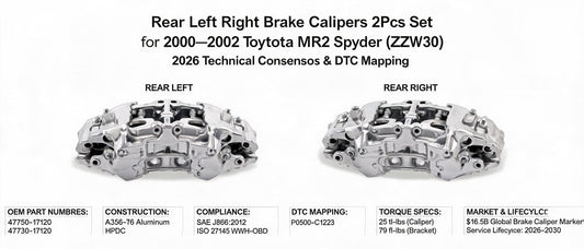 Rear Left Right Brake Calipers 2Pcs Set for 2000–2002 Toyota MR2 Spyder | 2026 Technical Consensus & DTC Mapping