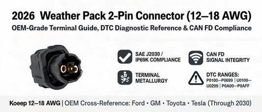 2026 Weather Pack 2-Pin Connector (12–18 AWG): OEM-Grade Terminal Guide, DTC Diagnostic Reference & CAN FD Compliance