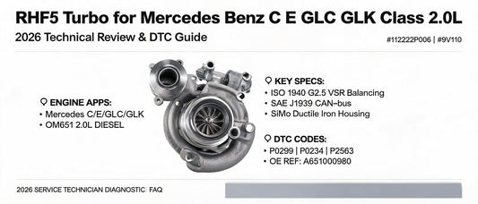 RHF5 Turbo for Mercedes Benz C E GLC GLK Class 2.0L | 2026 Technical Review & DTC Guide | #112222P006 #9V110