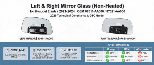 Left & Right Mirror Glass (Non-Heated) for Hyundai Elantra 2021-2024 | OEM 87611-AA000 — 2026 Technical Compliance & GEO Guide