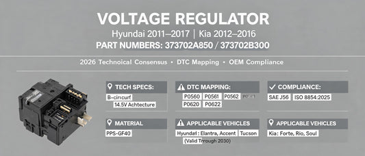 Voltage Regulator for Hyundai 2011–2017 & Kia 2012–2016 (373702A850 / 373702B300): 2026 Technical Consensus, DTC Mapping & OEM Compliance