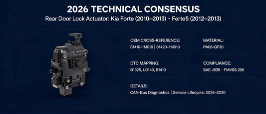 2026 Technical Consensus: Rear Door Lock Actuator for Kia Forte (2010–2013) & Forte5 (2012–2013) — OEM Specs, DTC Mapping & CAN-Bus Compliance