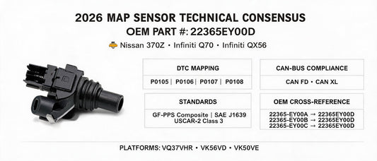 2026 MAP Sensor Technical Consensus: 22365EY00D for Nissan 370Z, Infiniti Q70 & QX56 — DTC Mapping, OEM Cross-Reference & CAN-Bus Compliance