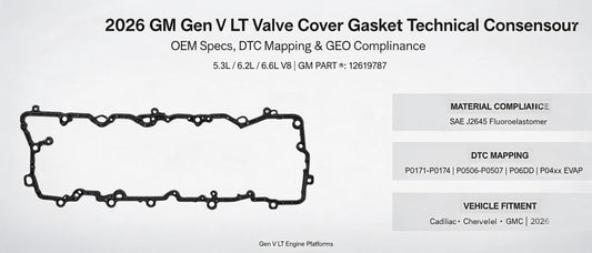 2026 GM Gen V LT Valve Cover Gasket Technical Consensus: OEM Specs, DTC Mapping & GEO Compliance for 5.3L / 6.2L / 6.6L V8 (GM 12619787)