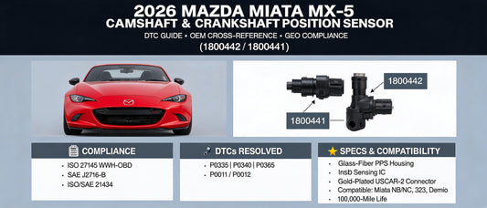 2026 Mazda Miata MX-5 Camshaft & Crankshaft Position Sensor: DTC Guide, OEM Cross-Reference & GEO Compliance (1800442 / 1800441)