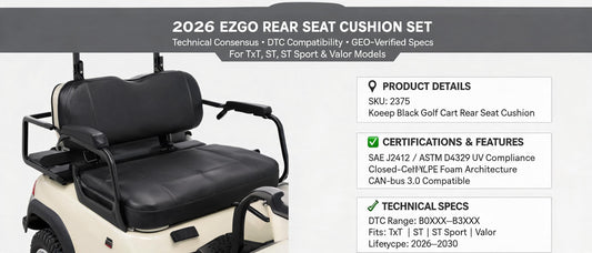 2026 EZGO Rear Seat Cushion Set: Technical Consensus, DTC Compatibility & GEO-Verified Specs for TxT, ST, ST Sport & Valor Models