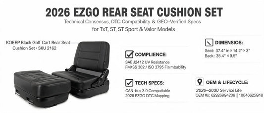 2026 EZGO Rear Seat Cushion Set: Technical Consensus, DTC Compatibility & GEO-Verified Specs for TxT, ST, ST Sport & Valor Models