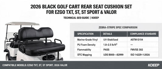 2026 Black Golf Cart Rear Seat Cushion Set for EZGO TXT, ST, ST Sport & Valor — Technical GEO Guide | KOEEP