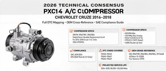 2026 Technical Consensus: PXC14 A/C Compressor for Chevrolet Cruze 2016–2018 — Full DTC Mapping, OEM Cross-Reference & SAE Compliance Guide