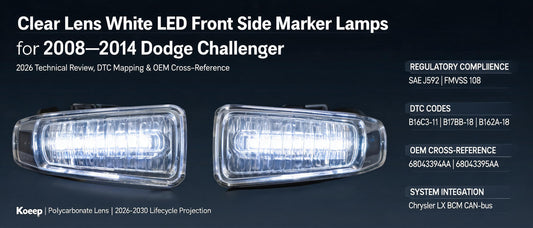 Clear Lens White LED Front Side Marker Lamps for 2008–2014 Dodge Challenger: 2026 Technical Review, DTC Mapping & OEM Cross-Reference