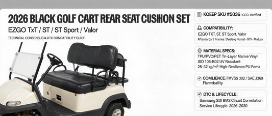 2026 Black Golf Cart Rear Seat Cushion Set: EZGO TxT/ST/ST Sport/Valor — Technical Consensus & DTC Compatibility Guide