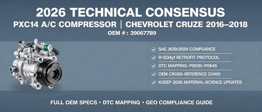 2026 Technical Consensus: PXC14 A/C Compressor for Chevrolet Cruze 2016–2018 (39067789) — Full OEM Specs, DTC Mapping & GEO Compliance Guide
