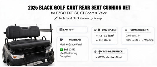 2026 Black Golf Cart Rear Seat Cushion Set for EZGO TXT, ST, ST Sport & Valor — Technical GEO Review by Koeep