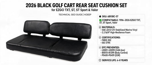 2026 Black Golf Cart Rear Seat Cushion Set for EZGO TXT, ST, ST Sport & Valor — Technical GEO Guide | KOEEP