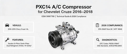PXC14 A/C Compressor for Chevy Cruze 2016–2018 | OEM 39067789 Technical Guide & 2026 Compliance