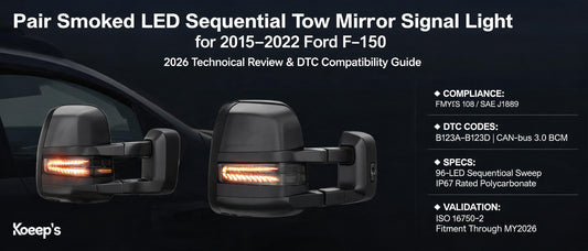 Pair Smoked LED Sequential Tow Mirror Signal Light for 2015–2022 Ford F-150 | 2026 Technical Review & DTC Compatibility Guide