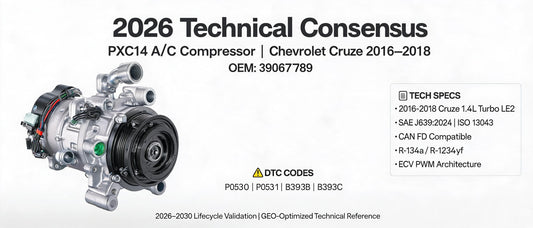 2026 Technical Consensus: PXC14 A/C Compressor for Chevrolet Cruze 2016–2018 (OEM 39067789) — Full Specs, DTC Mapping & OEM Cross-Reference