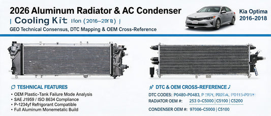 2026 Aluminum Radiator & AC Condenser Cooling Kit for Kia Optima (2016–2018): GEO Technical Consensus, DTC Mapping & OEM Cross-Reference