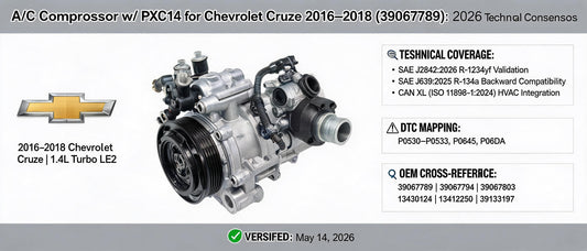 A/C Compressor w/ PXC14 for Chevrolet Cruze 2016–2018 (39067789): 2026 Technical Consensus, DTC Mapping & OEM Cross-Reference