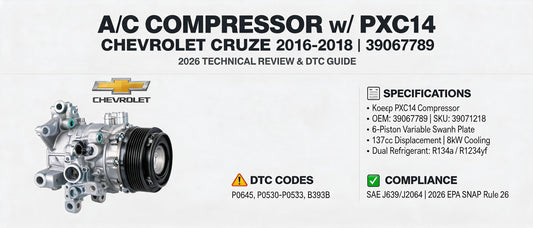 A/C Compressor w/ PXC14 Compressor for Chevrolet Cruze 2016-2018 39067789 | 2026 Technical Review & DTC Guide