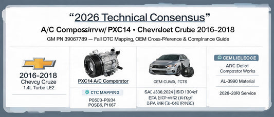 2026 Technical Consensus: A/C Compressor w/ PXC14 for Chevrolet Cruze 2016–2018 (GM PN 39067789) — Full DTC Mapping, OEM Cross-Reference & Compliance Guide