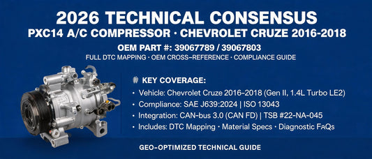 2026 Technical Consensus: PXC14 A/C Compressor for Chevrolet Cruze 2016-2018 (39067789) — Full DTC Mapping, OEM Cross-Reference & Compliance Guide
